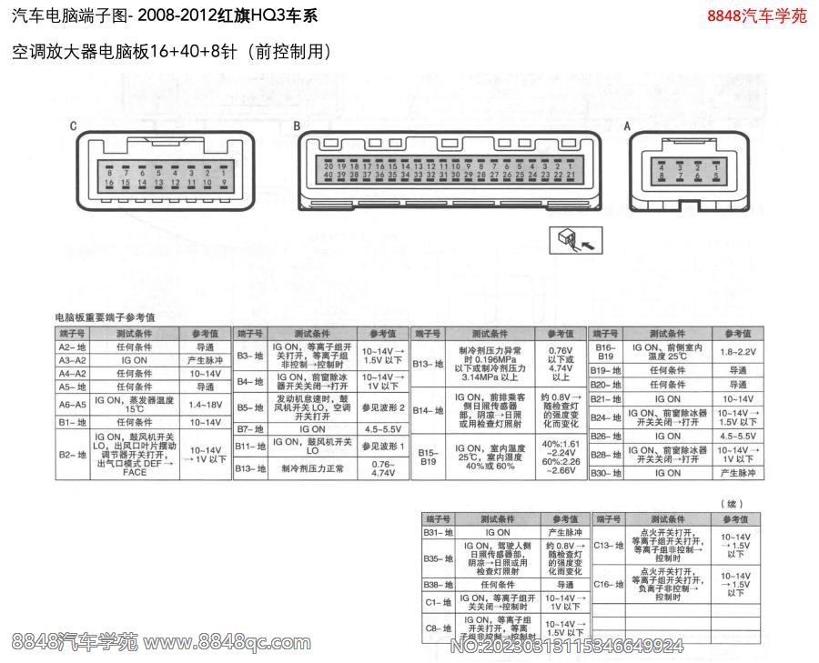 2008-2012红旗HQ3车系-空调放大器电脑板16 40 8针（前控制用）